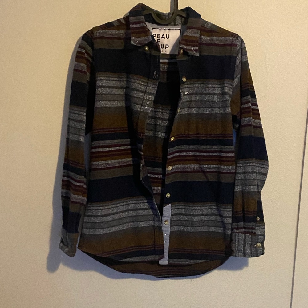 Peau De Loup Brown and Blue flannel button down